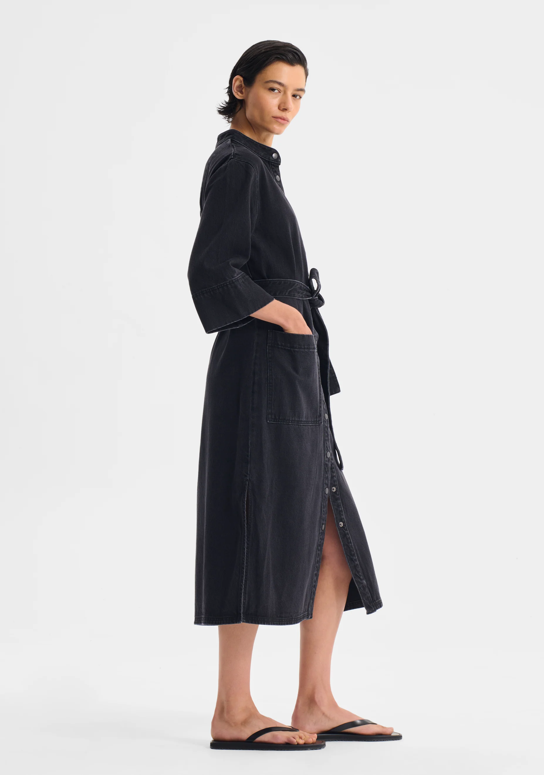 Arley Denim Shirt Dress_Black - Image 3