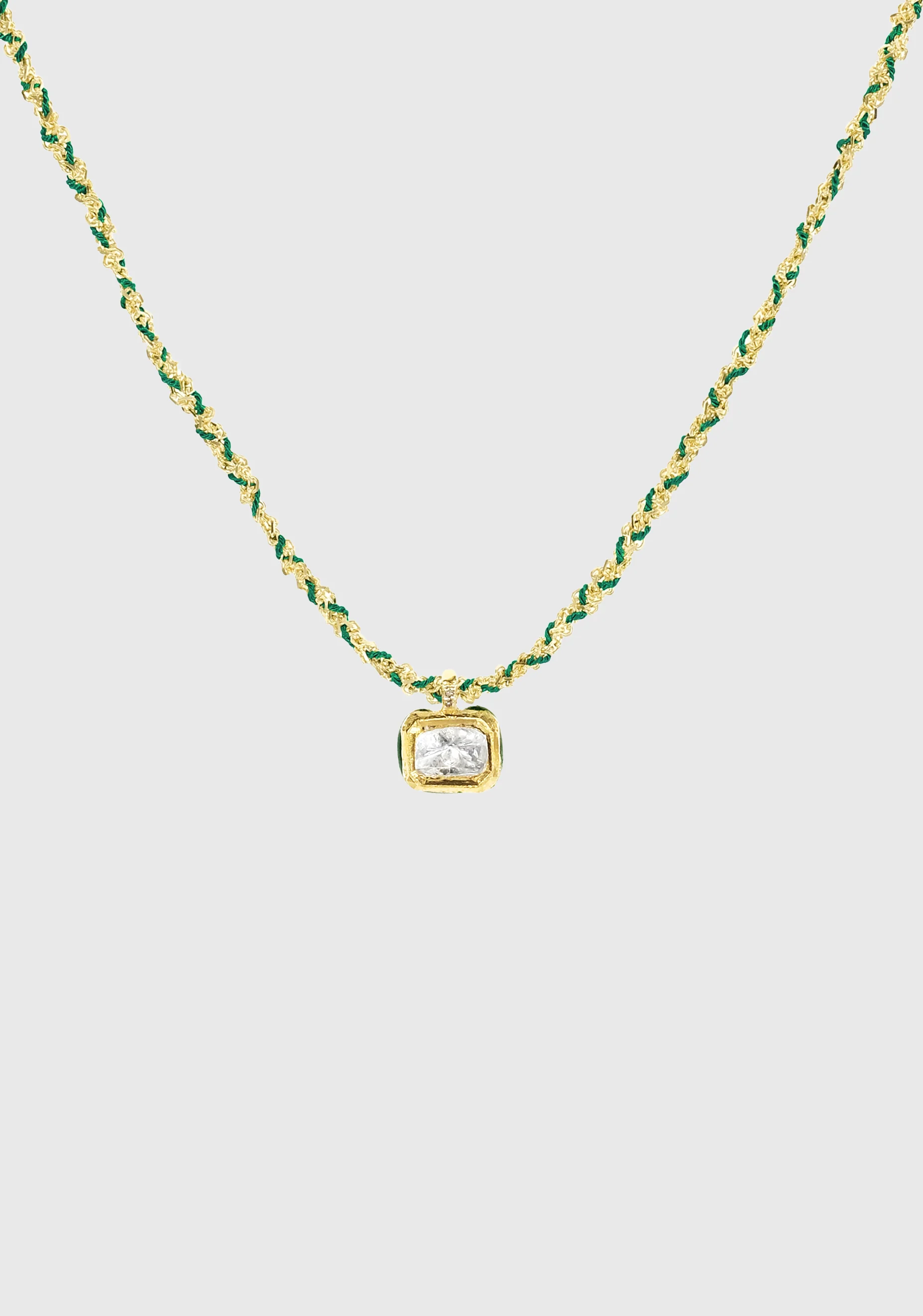 Cube Necklace Gold_Green