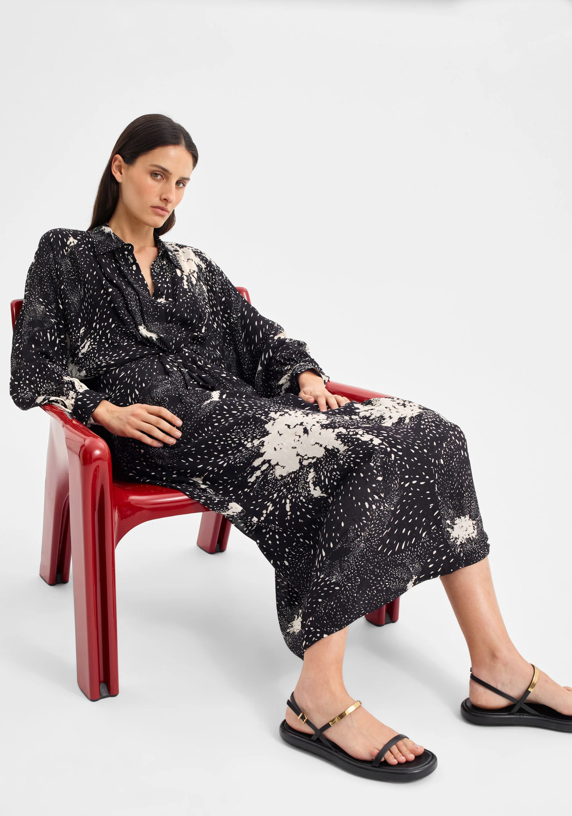 Florian Shirt Dress_Black Print - Image 5