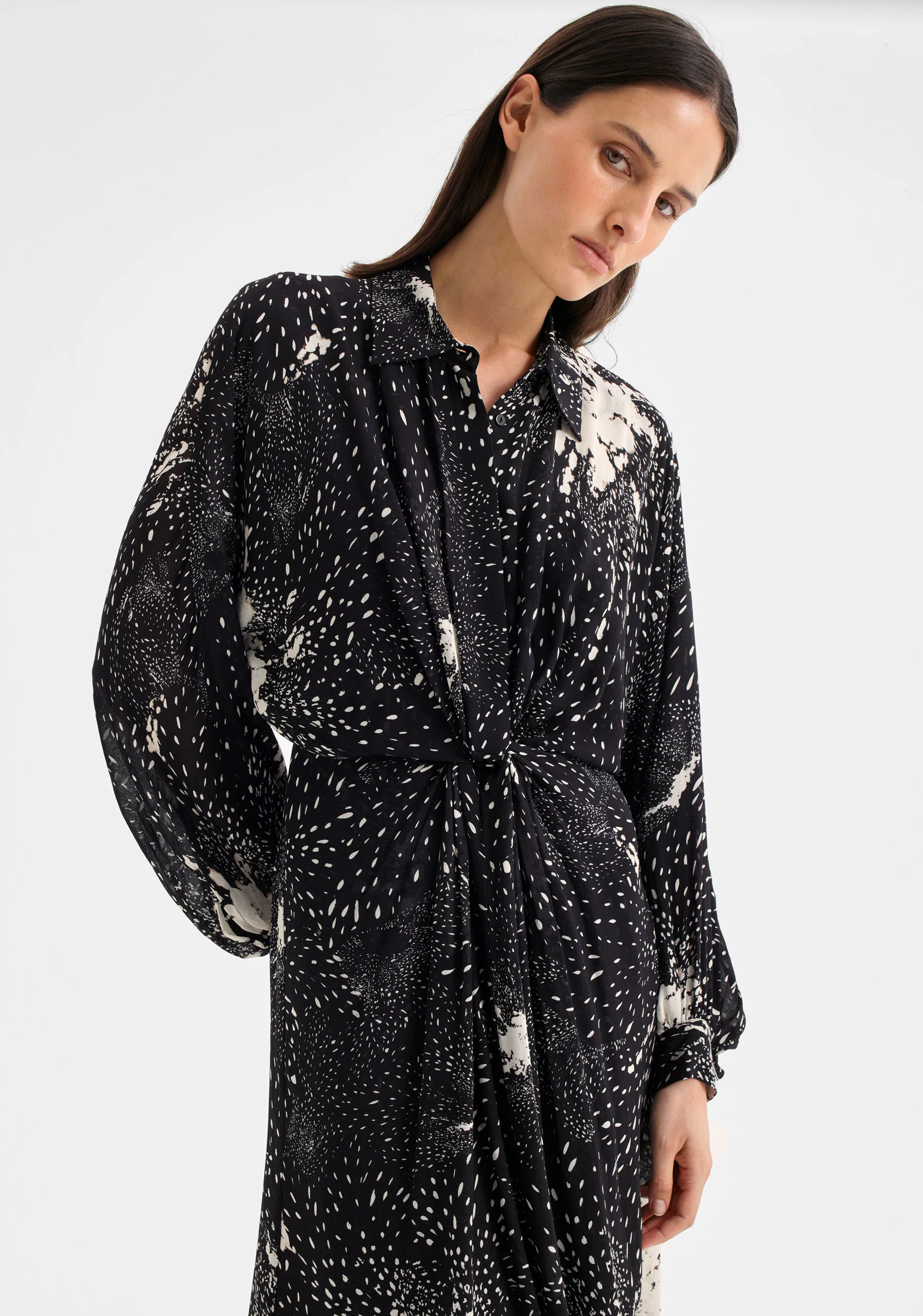 Florian Shirt Dress_Black Print - Image 6