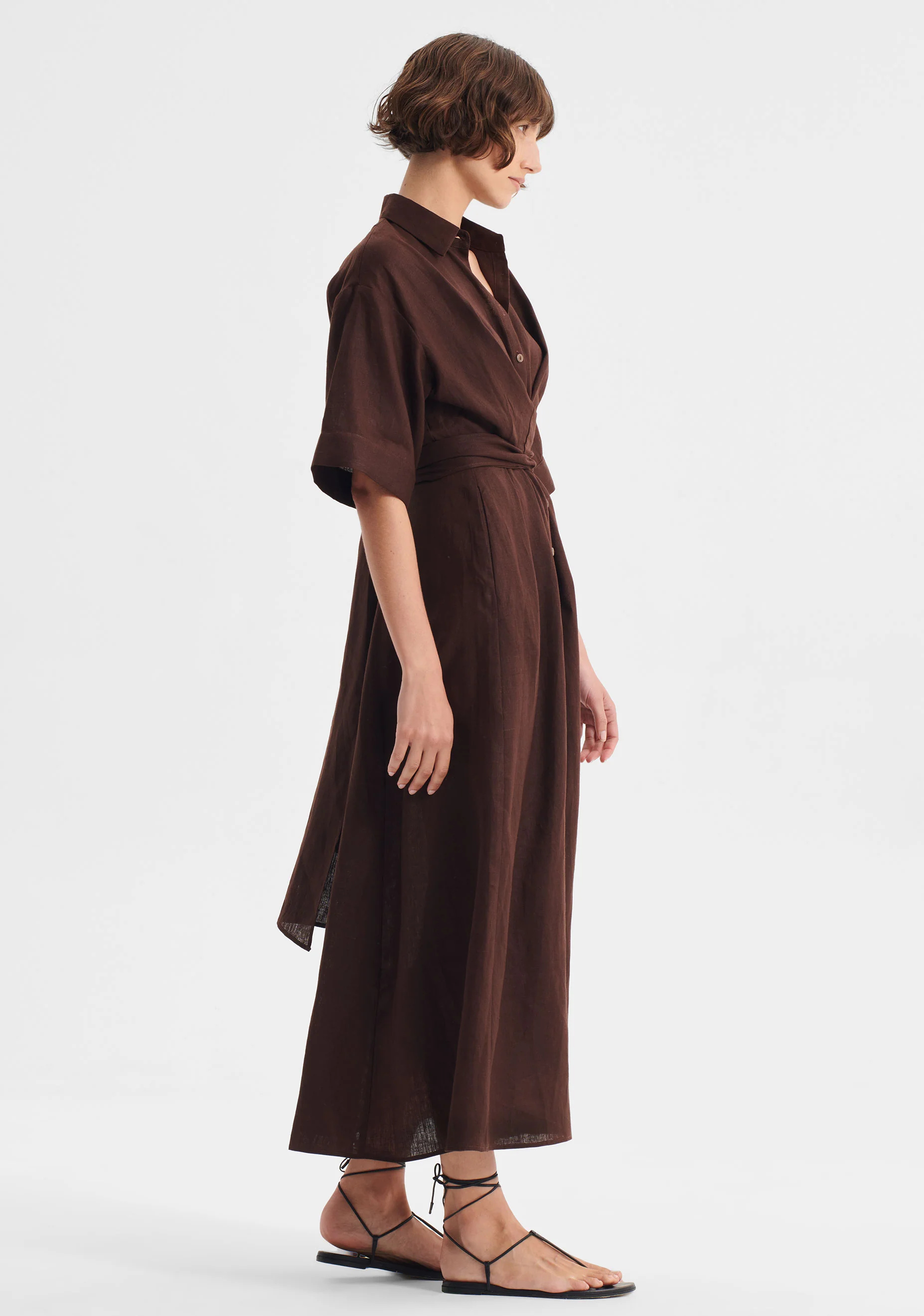 Harriet Linen Dress_Chocolate - Image 3