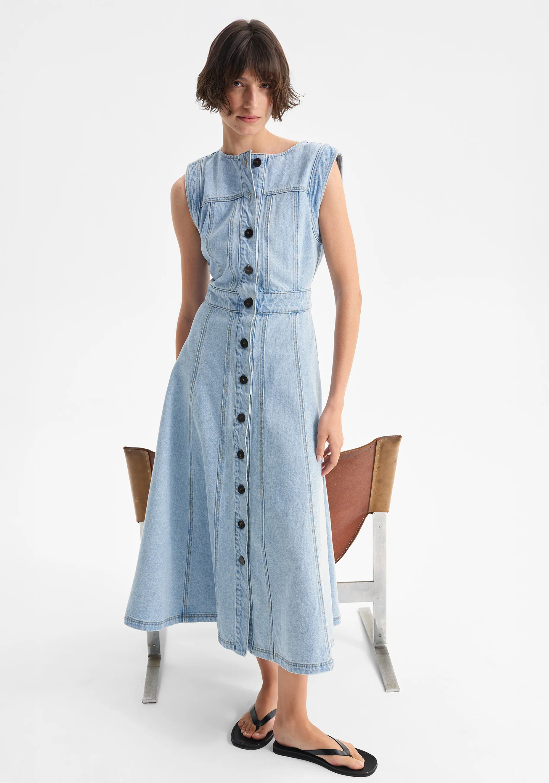 Hudson Denim Midi Dress_Blue - Image 5