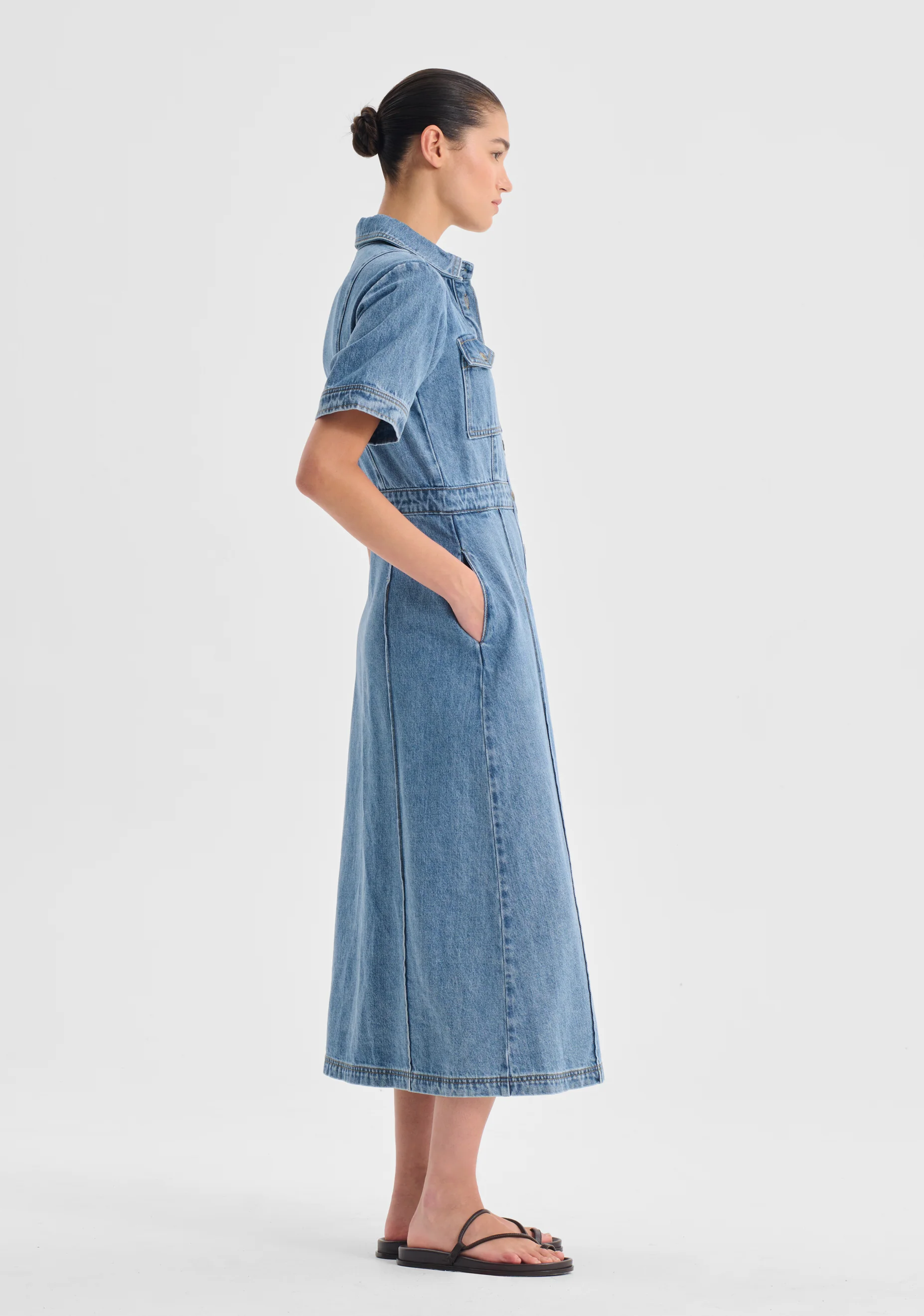 Jacque Denim Shirt Dress_Light Blue - Image 3