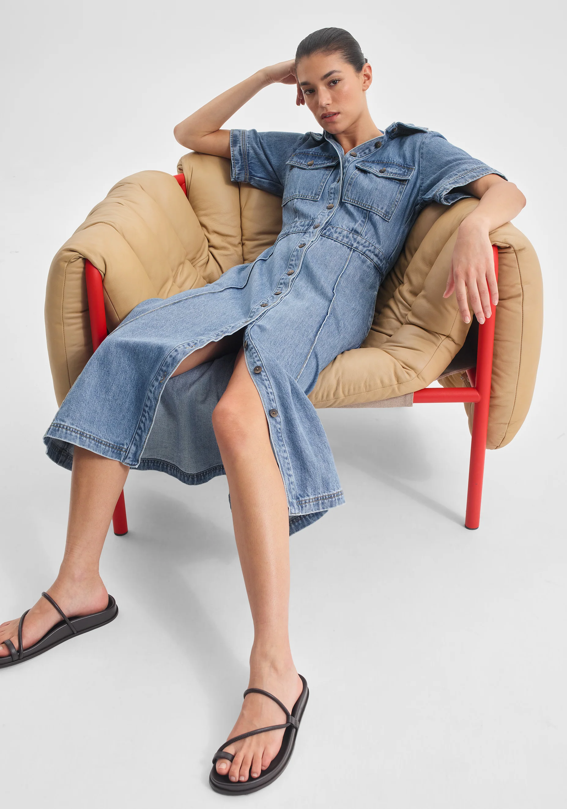 Jacque Denim Shirt Dress_Light Blue - Image 5