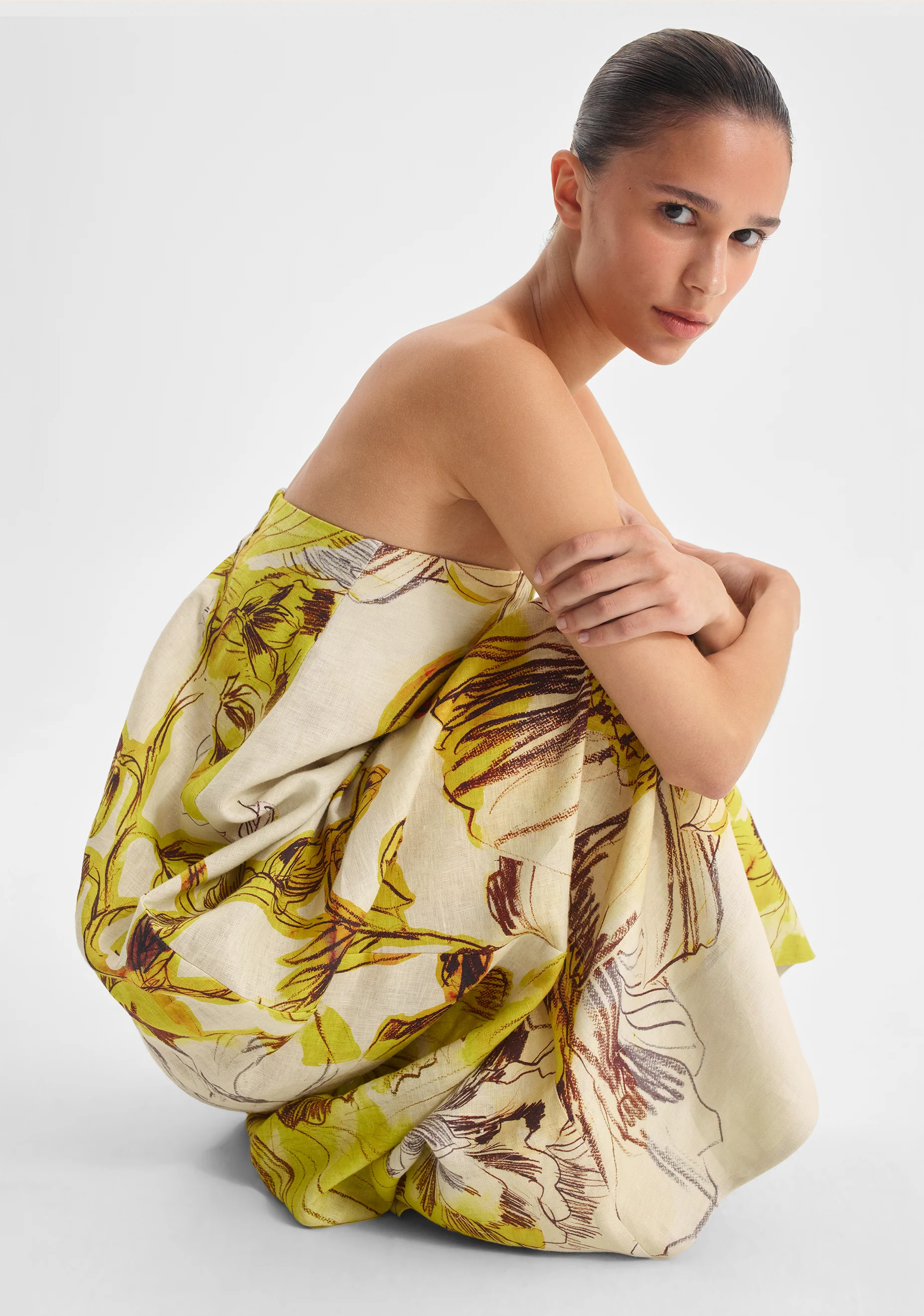Mae Linen Strapless Dress_Lemon - Image 5