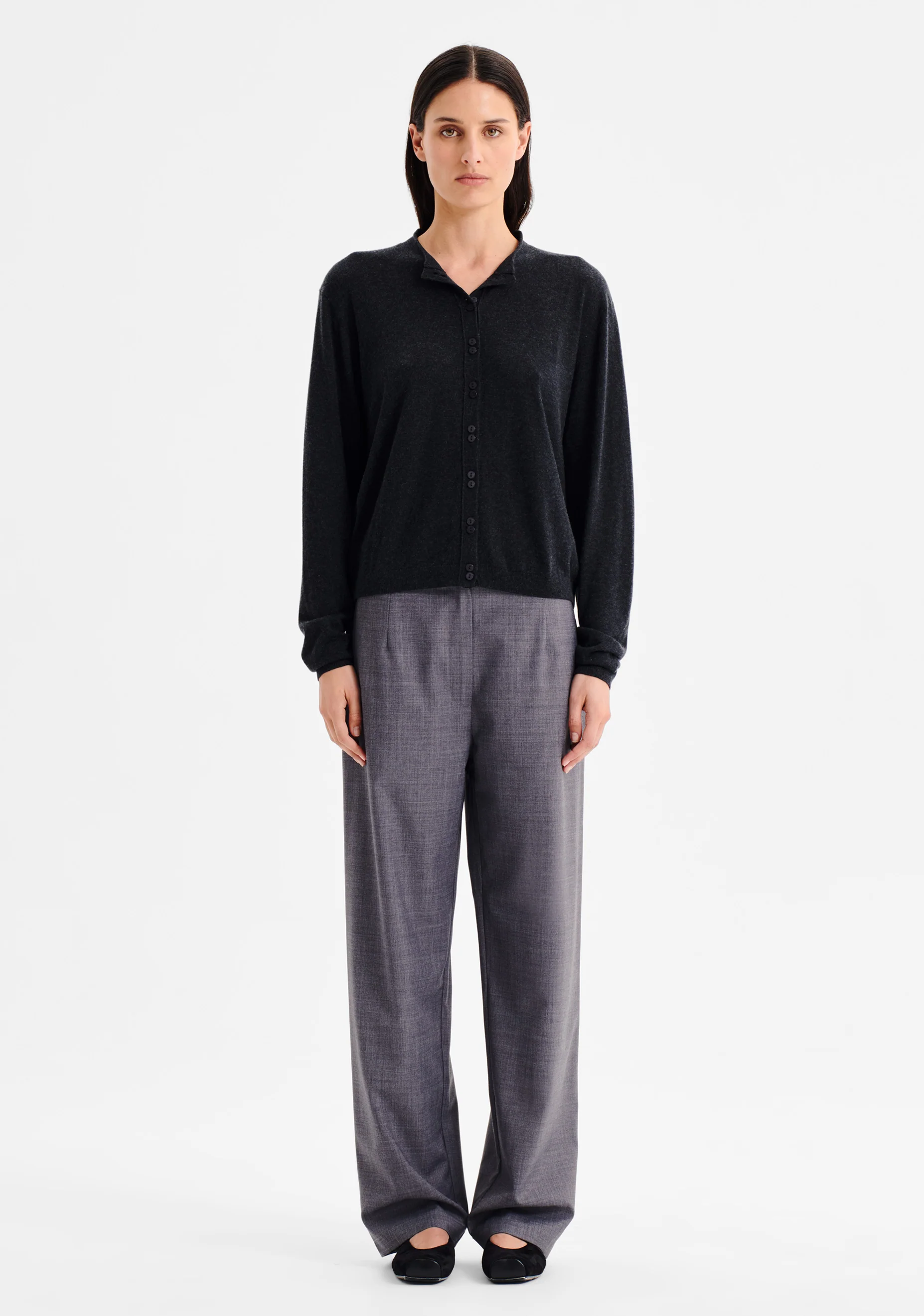 Margo Knit Cardigan_Charcoal - Image 2