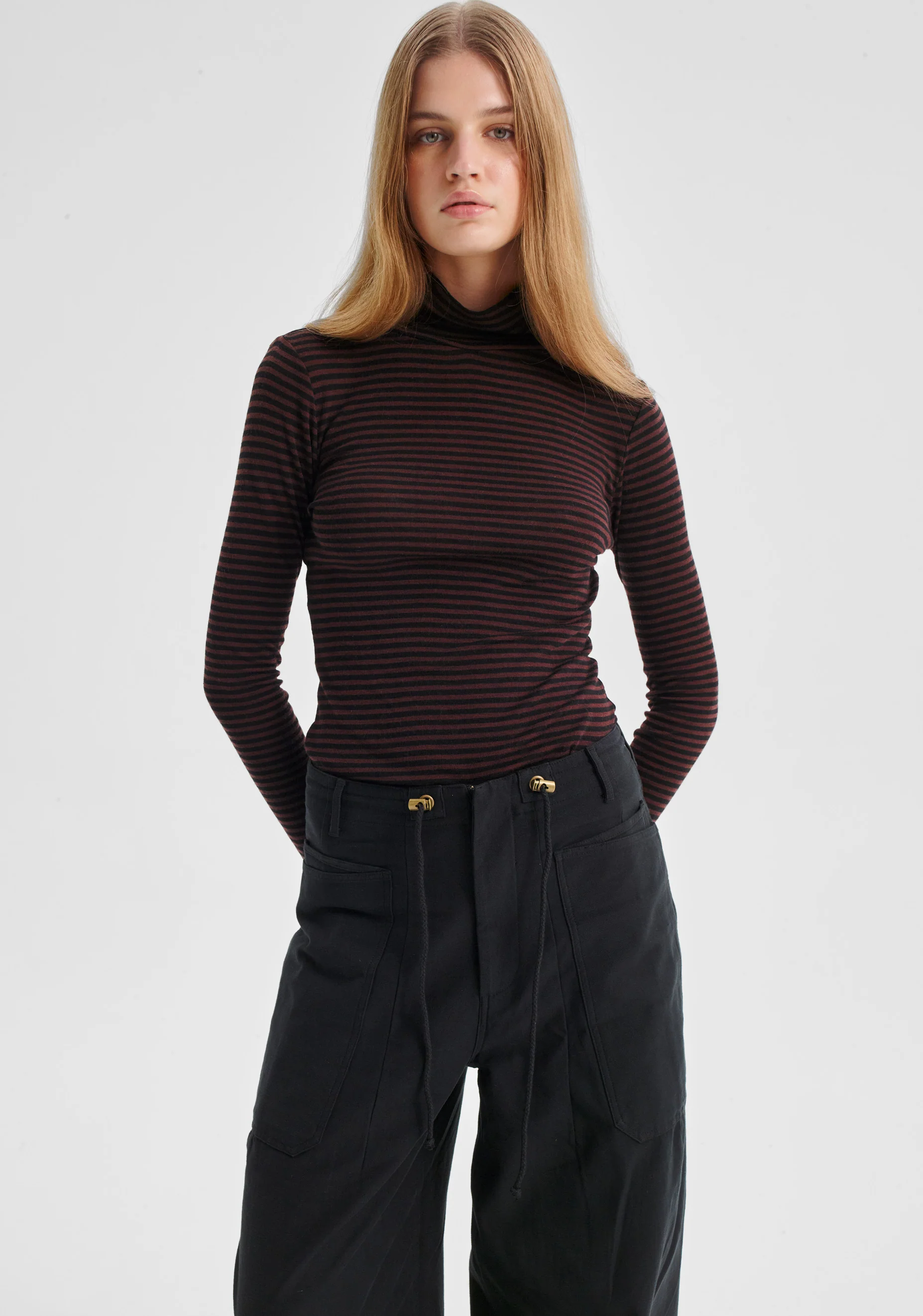 Morri Merino Stripe High Neck_Espresso/Blk - Image 2