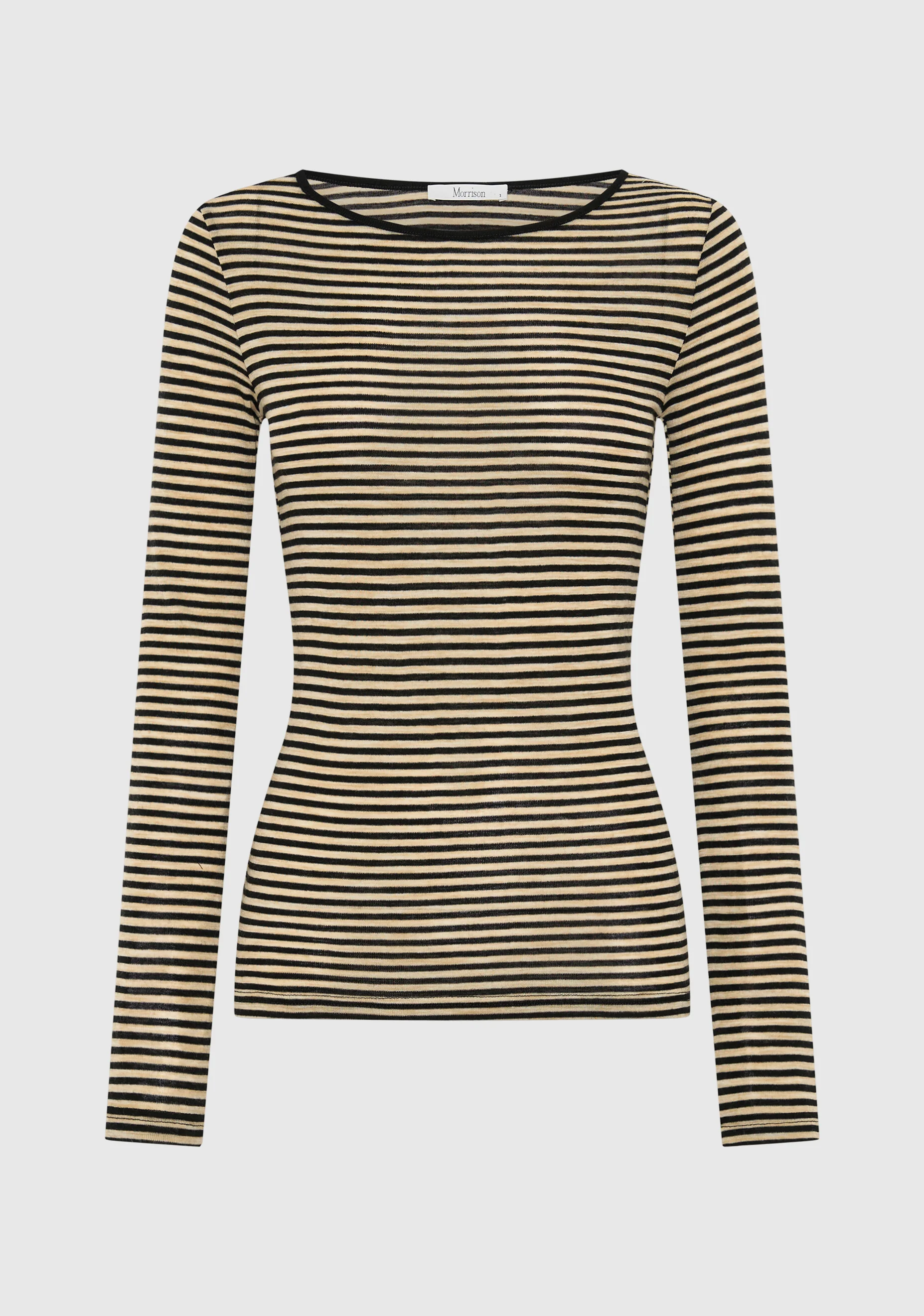 Morri Merino Stripe Round Neck_Birch Black - Image 6