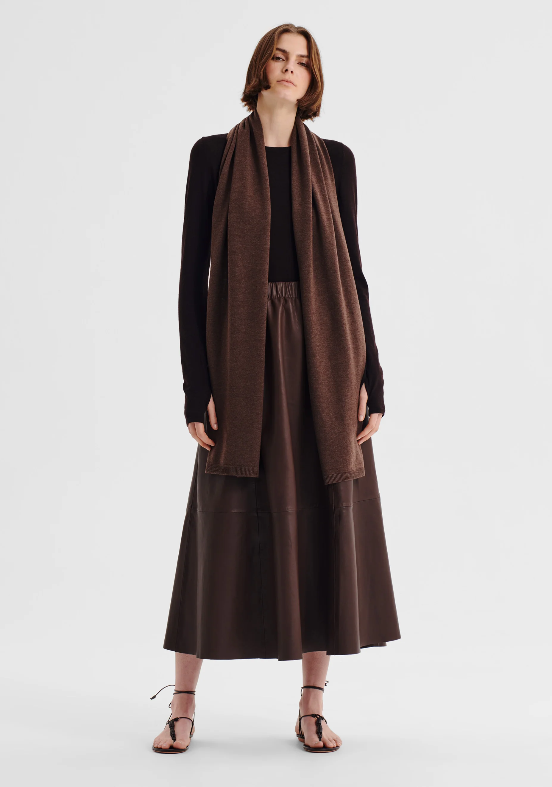 Payton Merino Knit Scarf_Nutmeg - Image 3