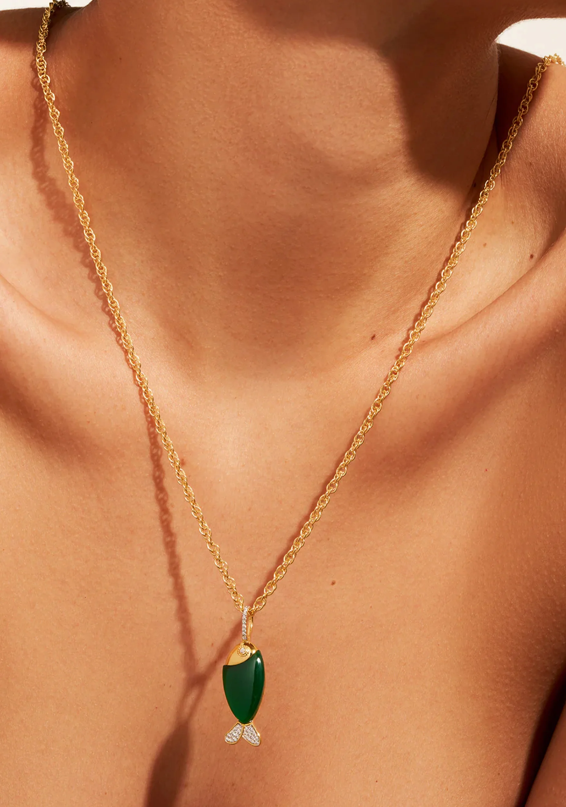 Poisson Long Necklace_Green Onyx - Image 3