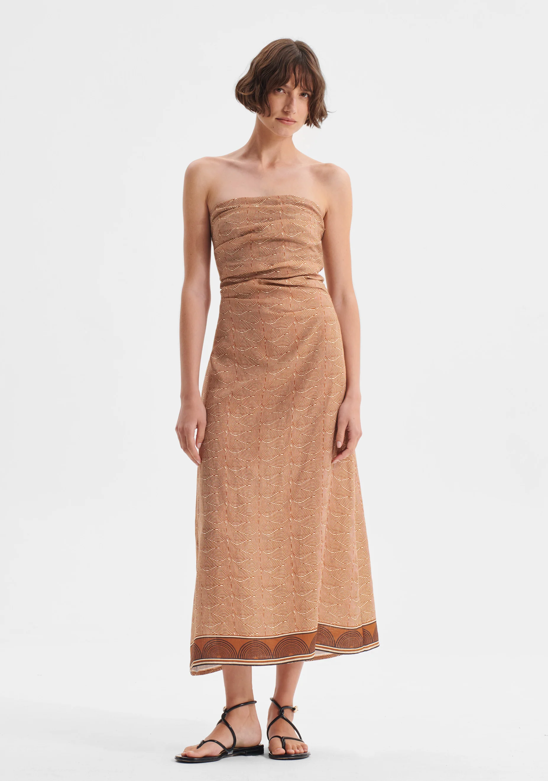 Rio Linen Strapless Dress_Print - Image 3