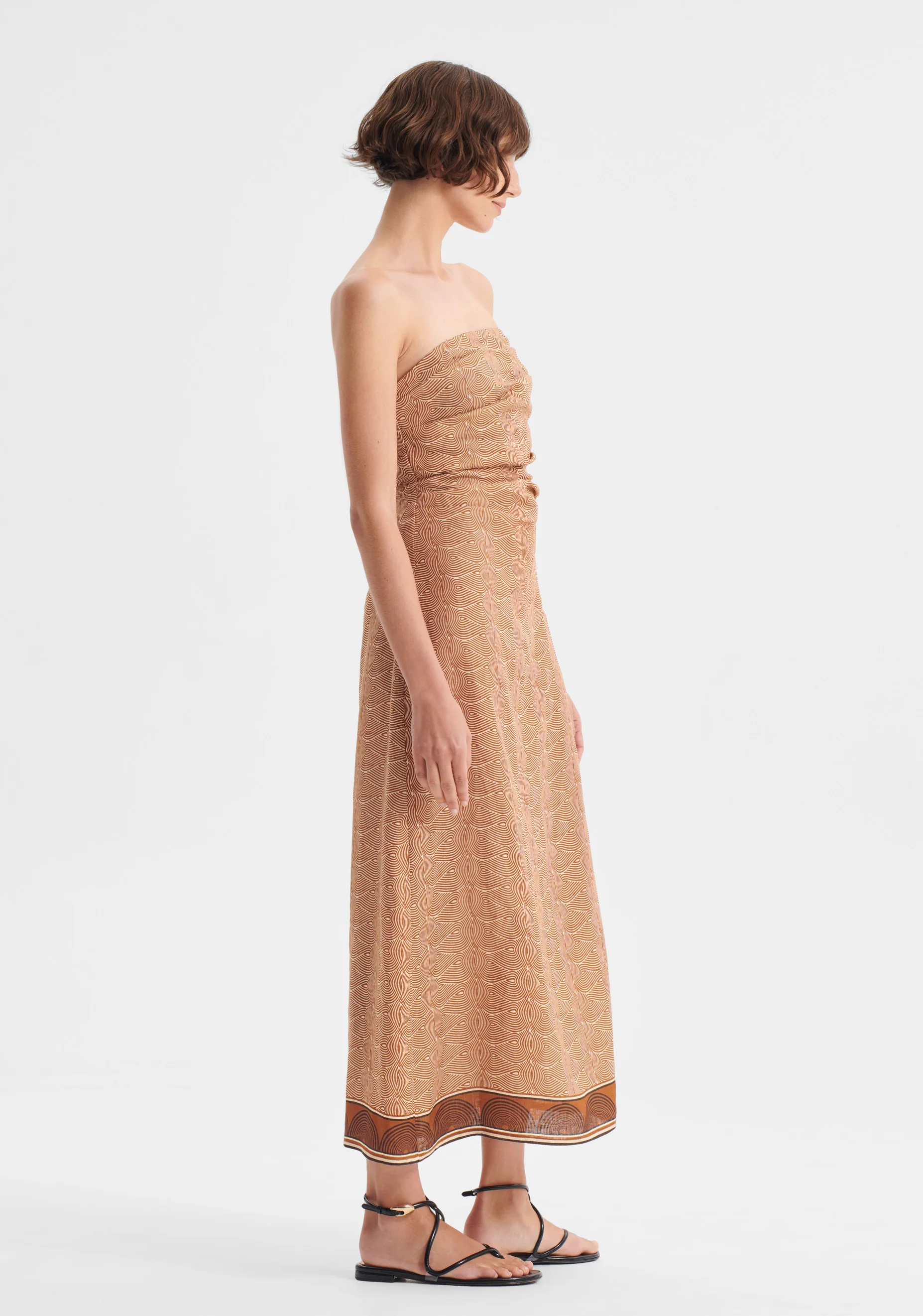 Rio Linen Strapless Dress_Print - Image 4
