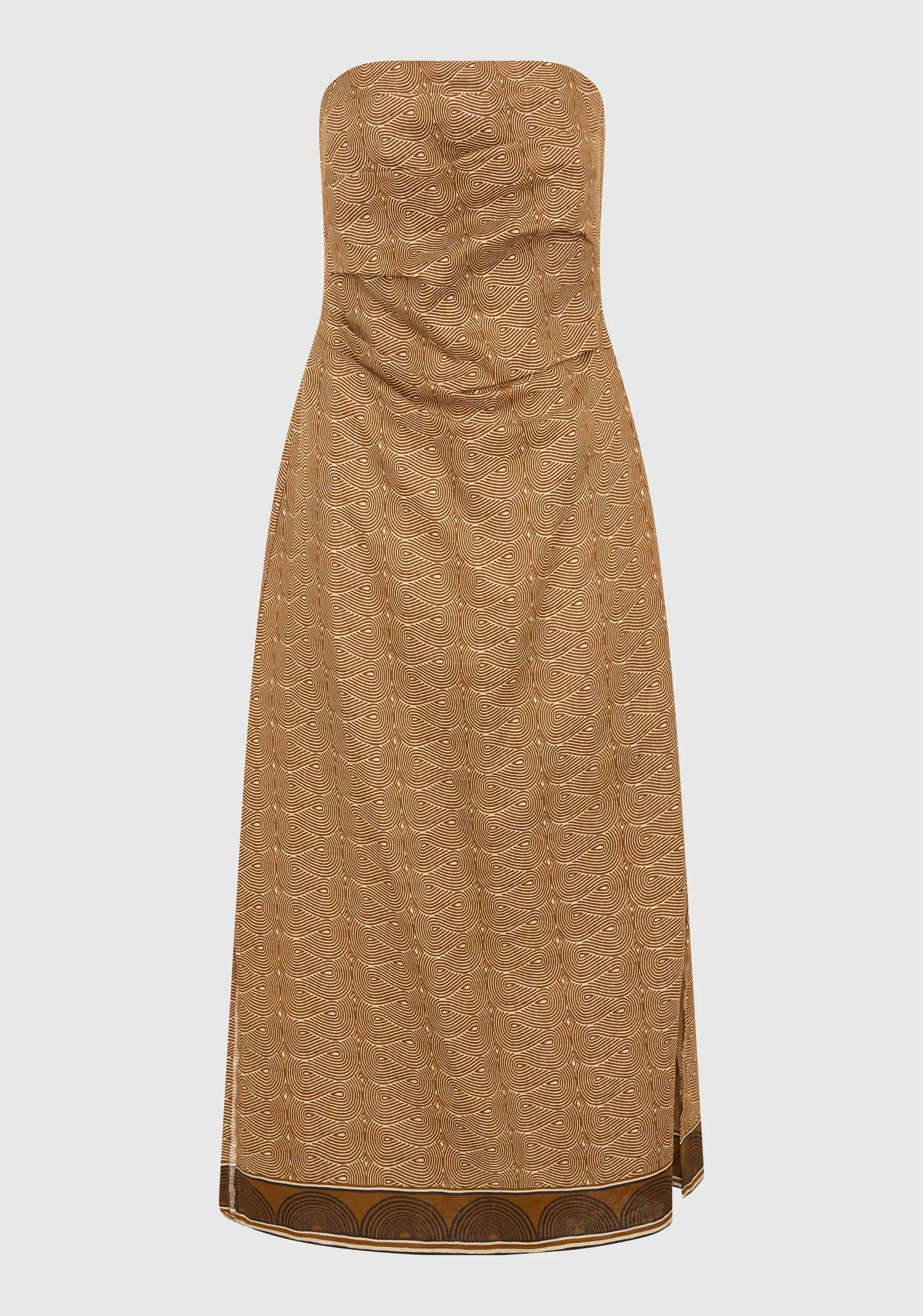 Rio Linen Strapless Dress_Print - Image 7