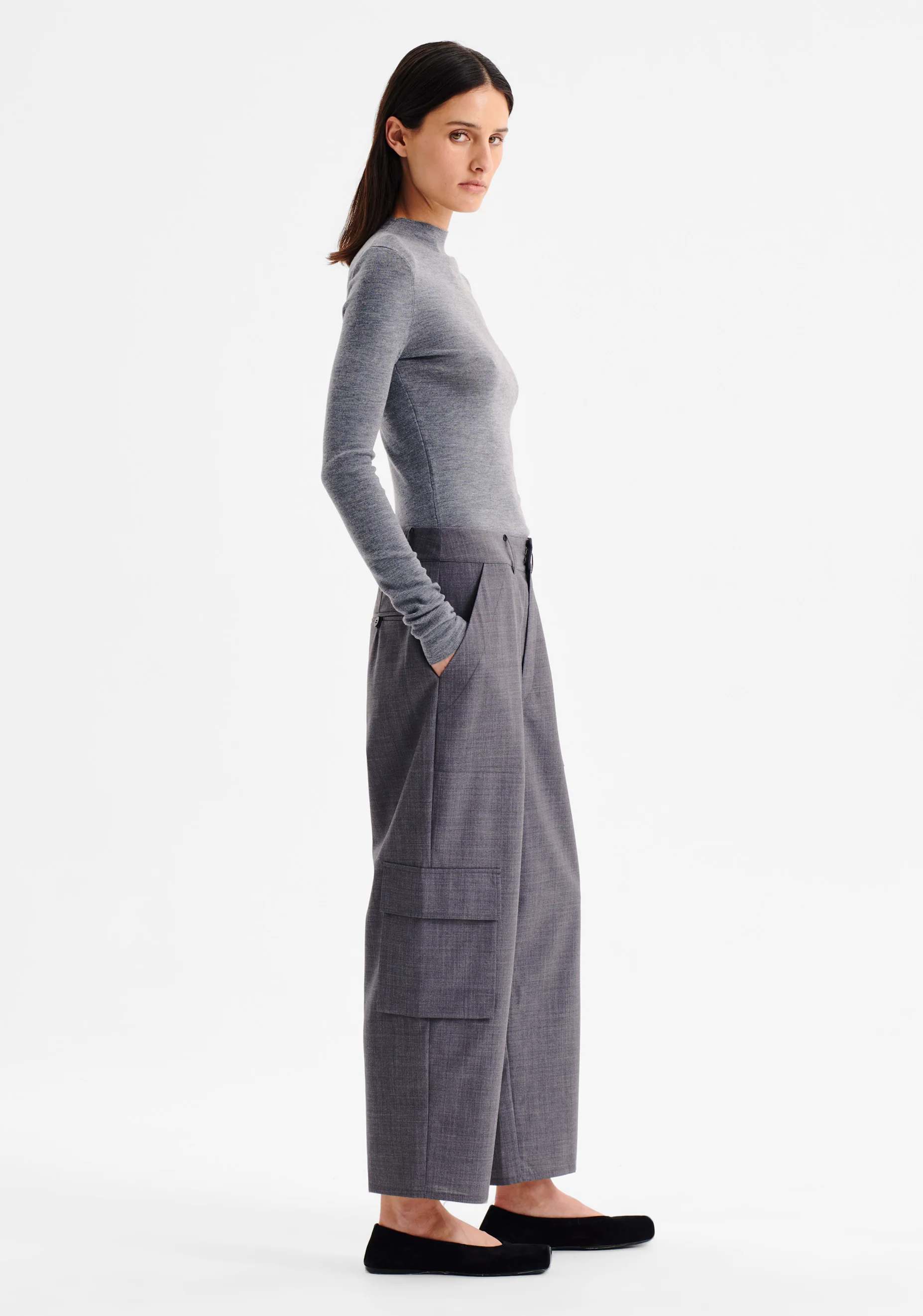 Talia L/S Merino Knit Top_Grey Marl - Image 5