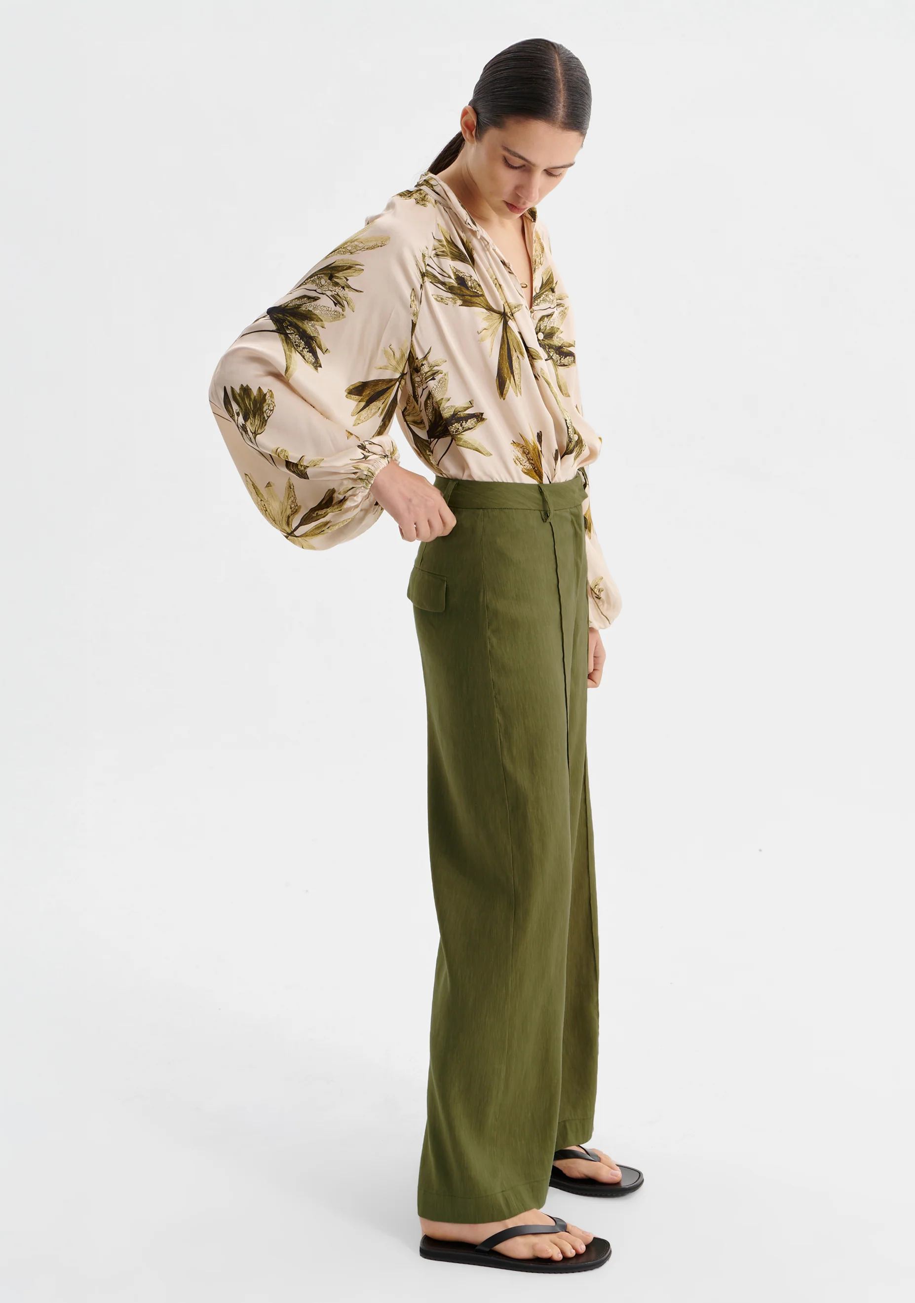 Victoria Pintuck Pant_Chive - Image 6