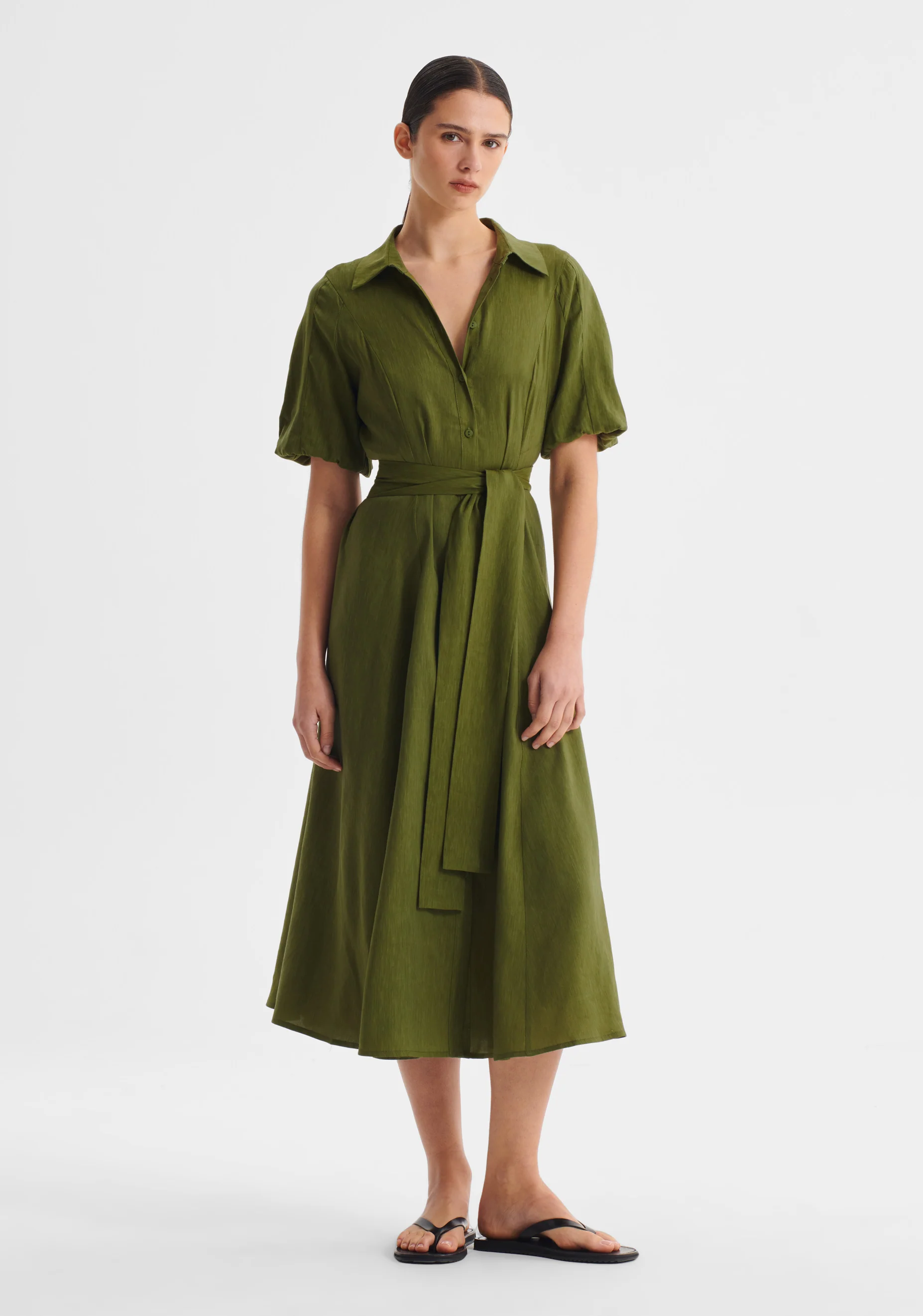 Victoria S/S Shirt Dress_Chive
