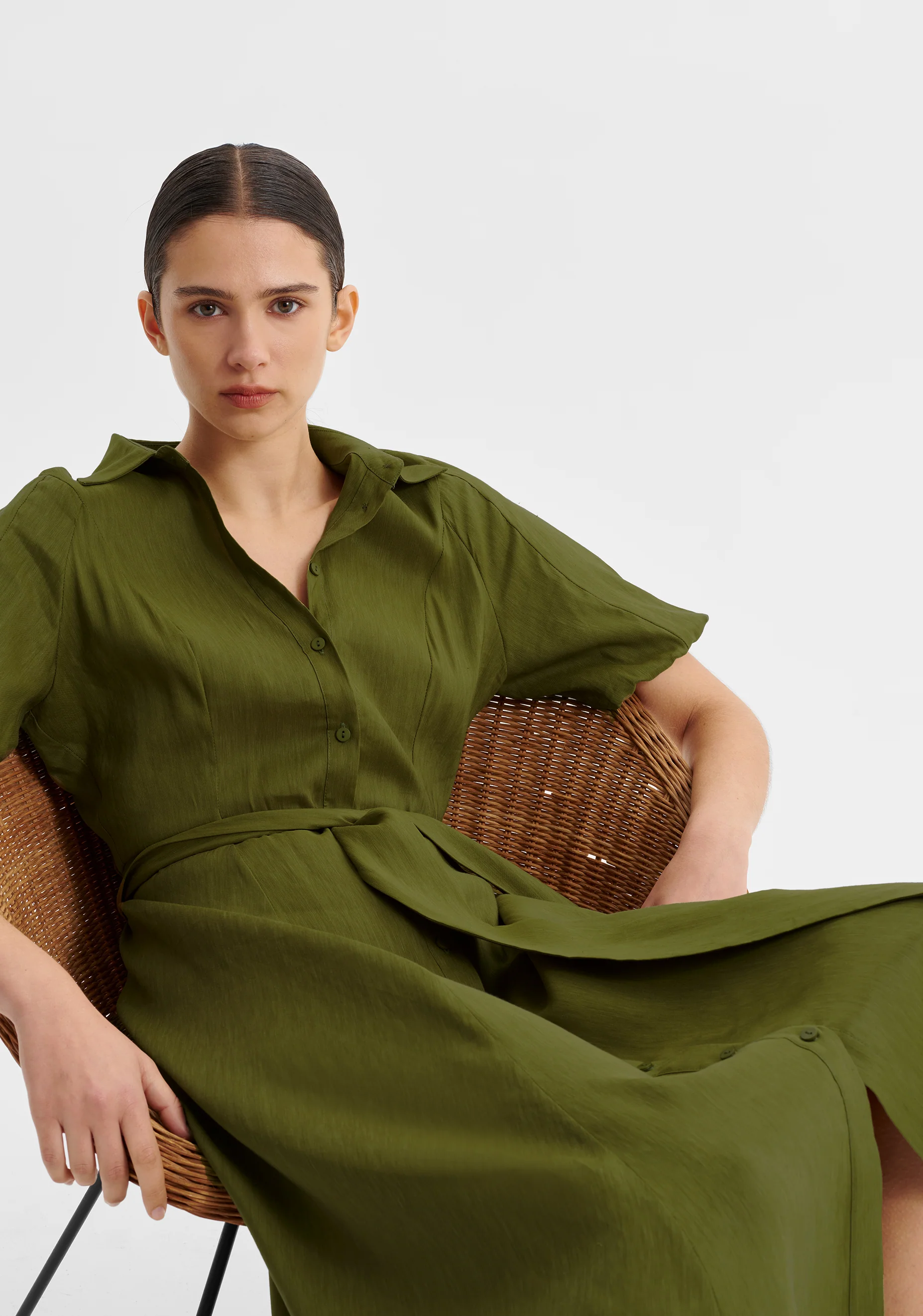Victoria S/S Shirt Dress_Chive - Image 2