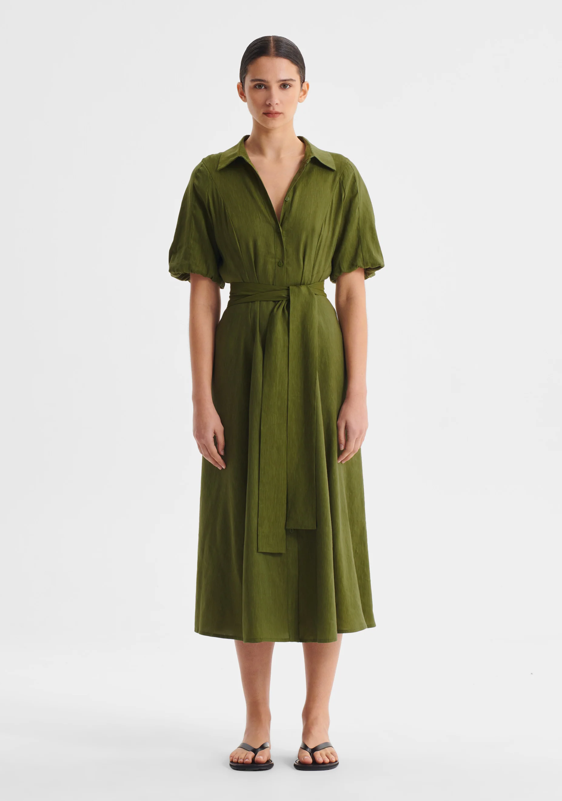 Victoria S/S Shirt Dress_Chive - Image 3