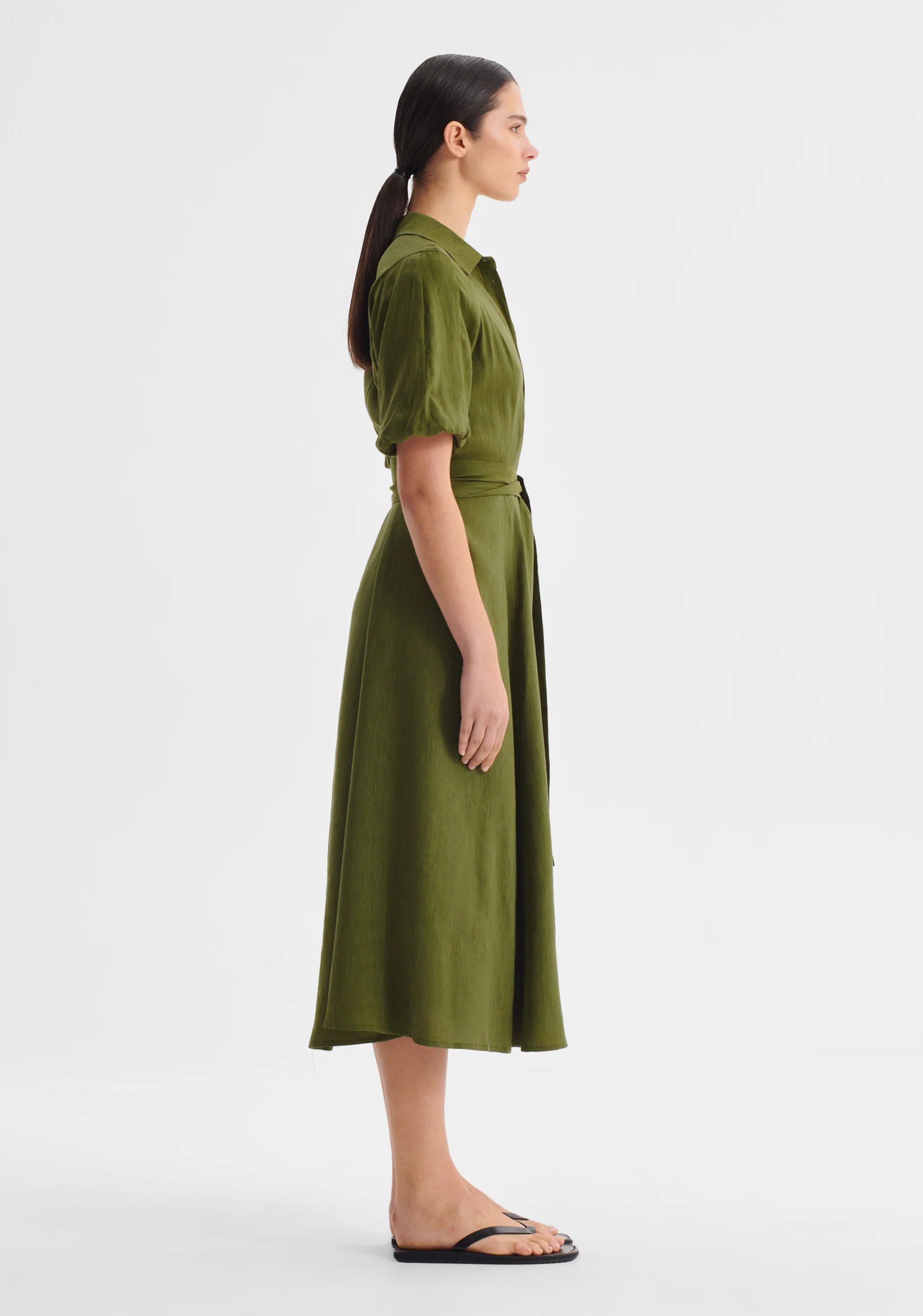 Victoria S/S Shirt Dress_Chive - Image 4