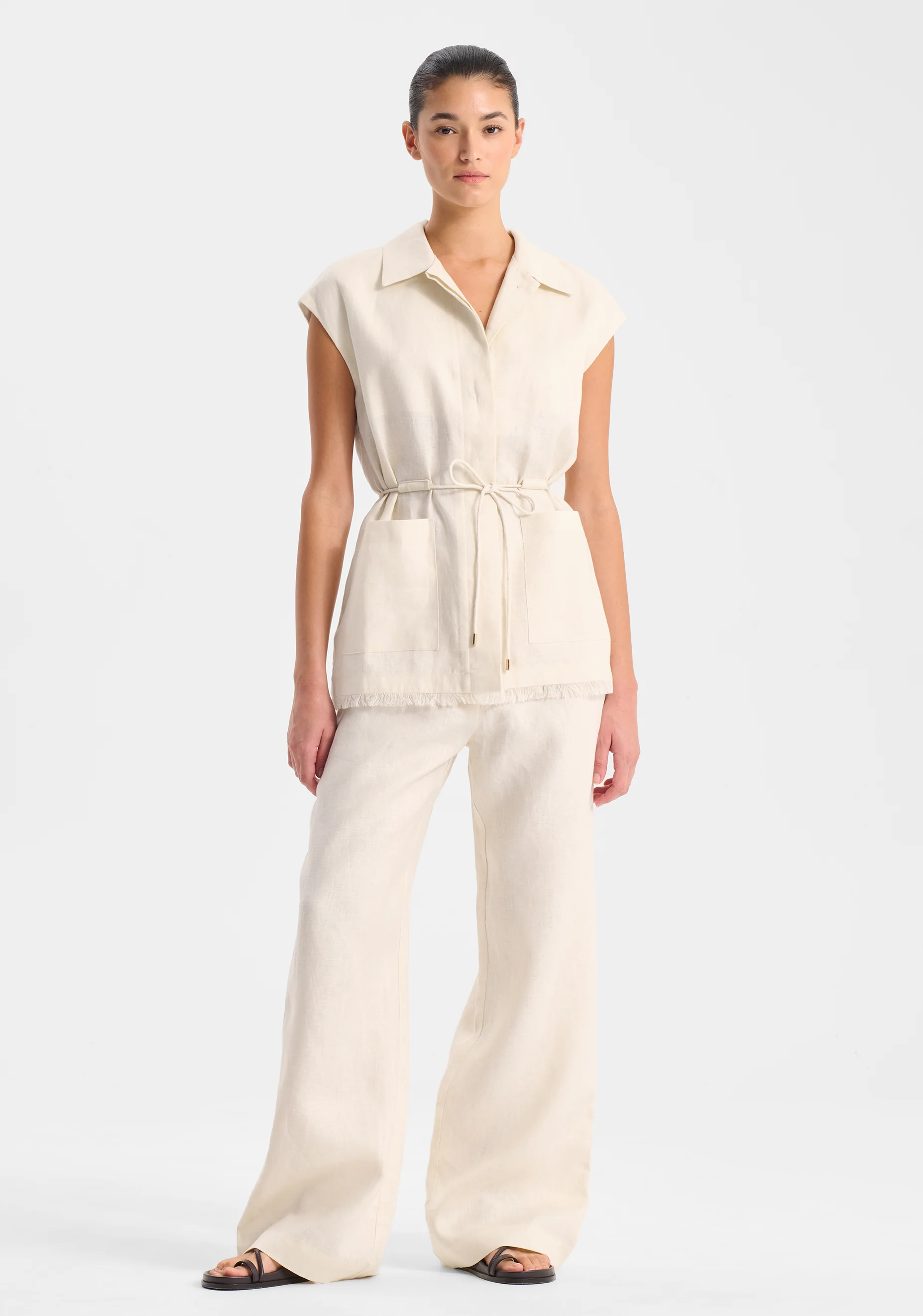 Yasmin Linen Vest_Ecru - Image 3